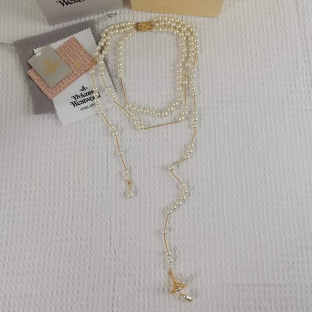 Brand New Vivienne Westwood Irregular Three Row Pearl Bas Relief Choker